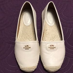Coach beige Rhodelle Espadrille skimmer flats.